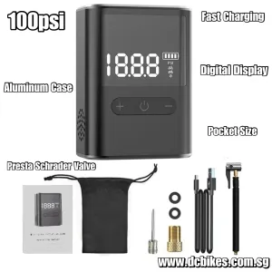 100psi Dcbikes Super Mini Digital Powerful Presta Schrader Pocket Size Portable 500mah Rechargeable Battery Type C Electric Air Pump 155g