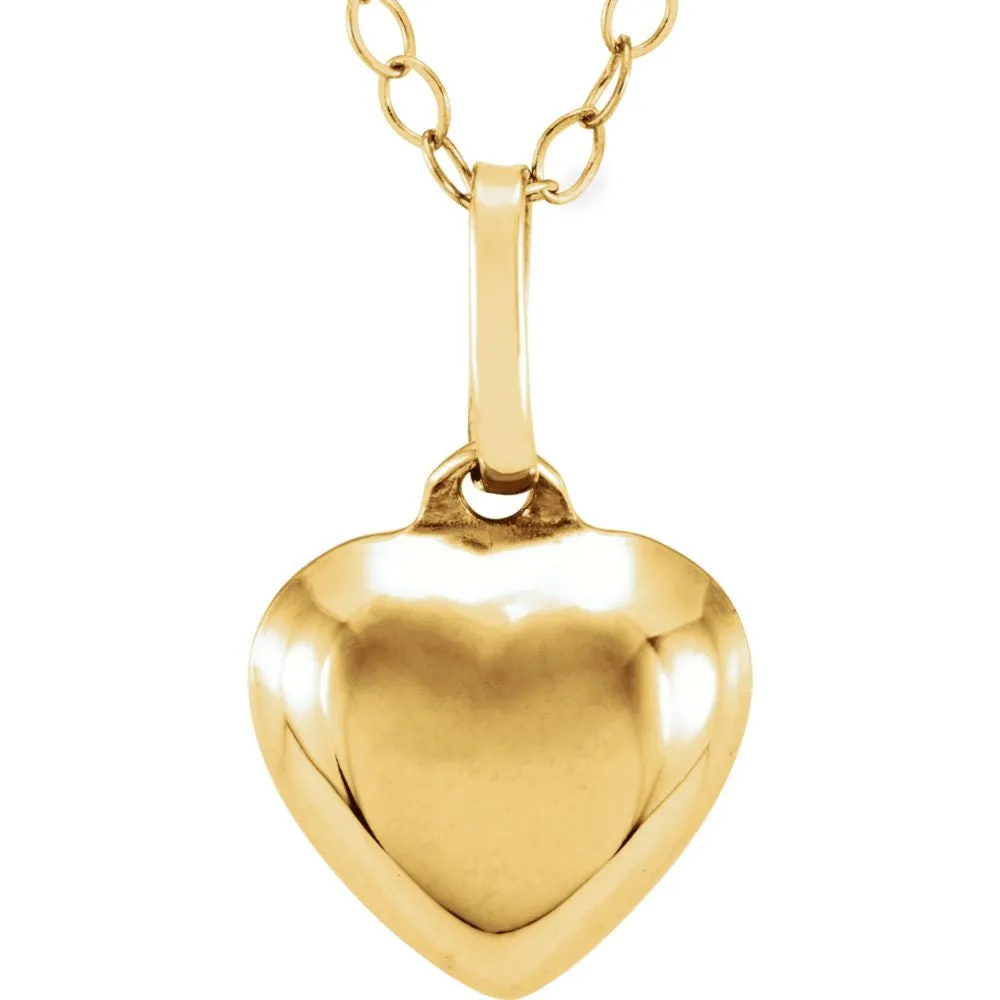 14k Yellow Gold Puffed Heart Youth Pendant