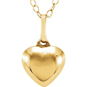 14k Yellow Gold Puffed Heart Youth Pendant