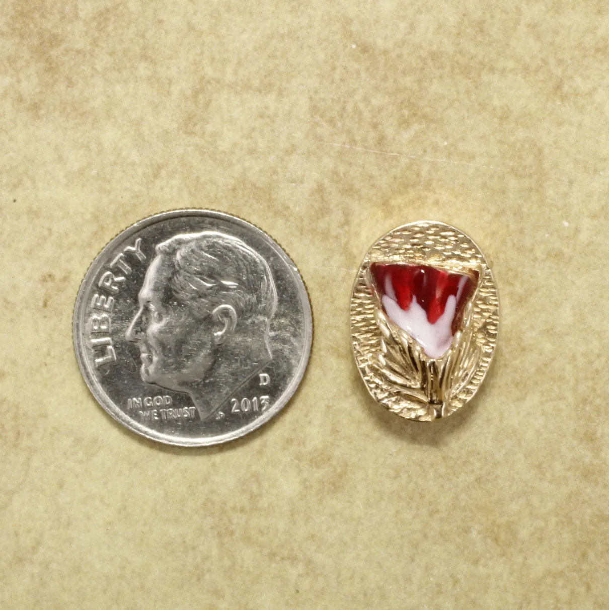14kt Gold Red Cotton Slide Charm