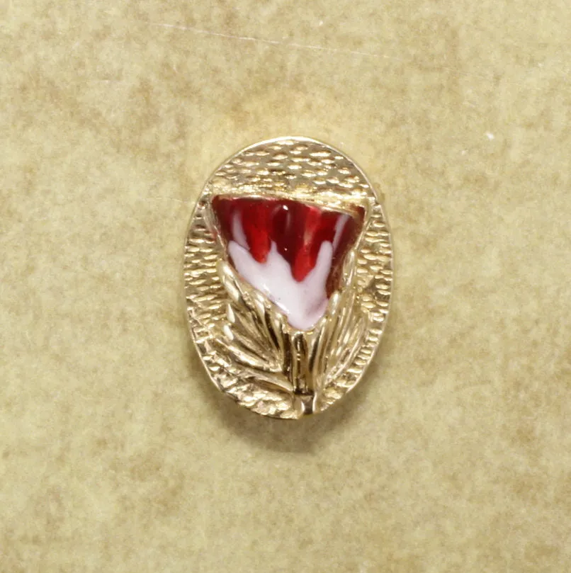 14kt Gold Red Cotton Slide Charm
