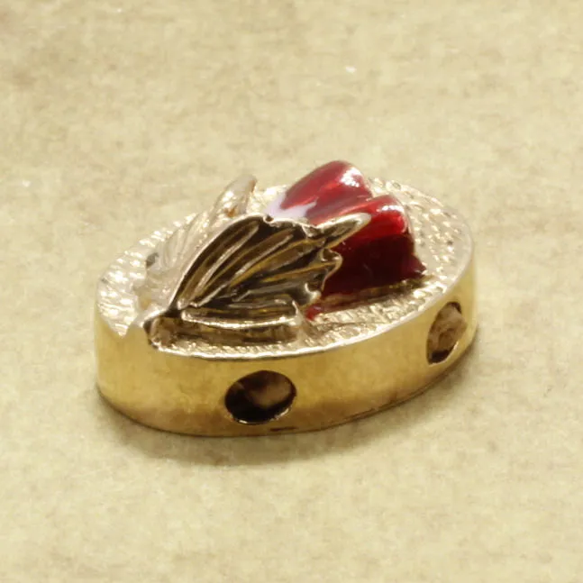 14kt Gold Red Cotton Slide Charm