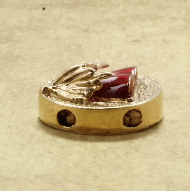 14kt Gold Red Cotton Slide Charm
