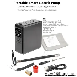 150psi Small Digital Lcd Pressure Display Powerful Presta Schrader Pocket Size Portable 2400mah Rechargeable Battery Type C Electric Air Pump 290g