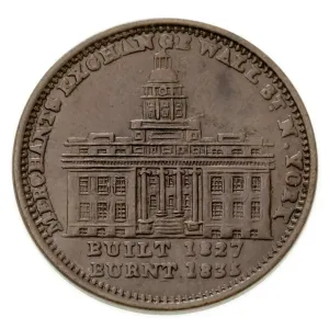 1837 Hard Times Token, Copper Merchants Exchange, HT-293 in AU Condition