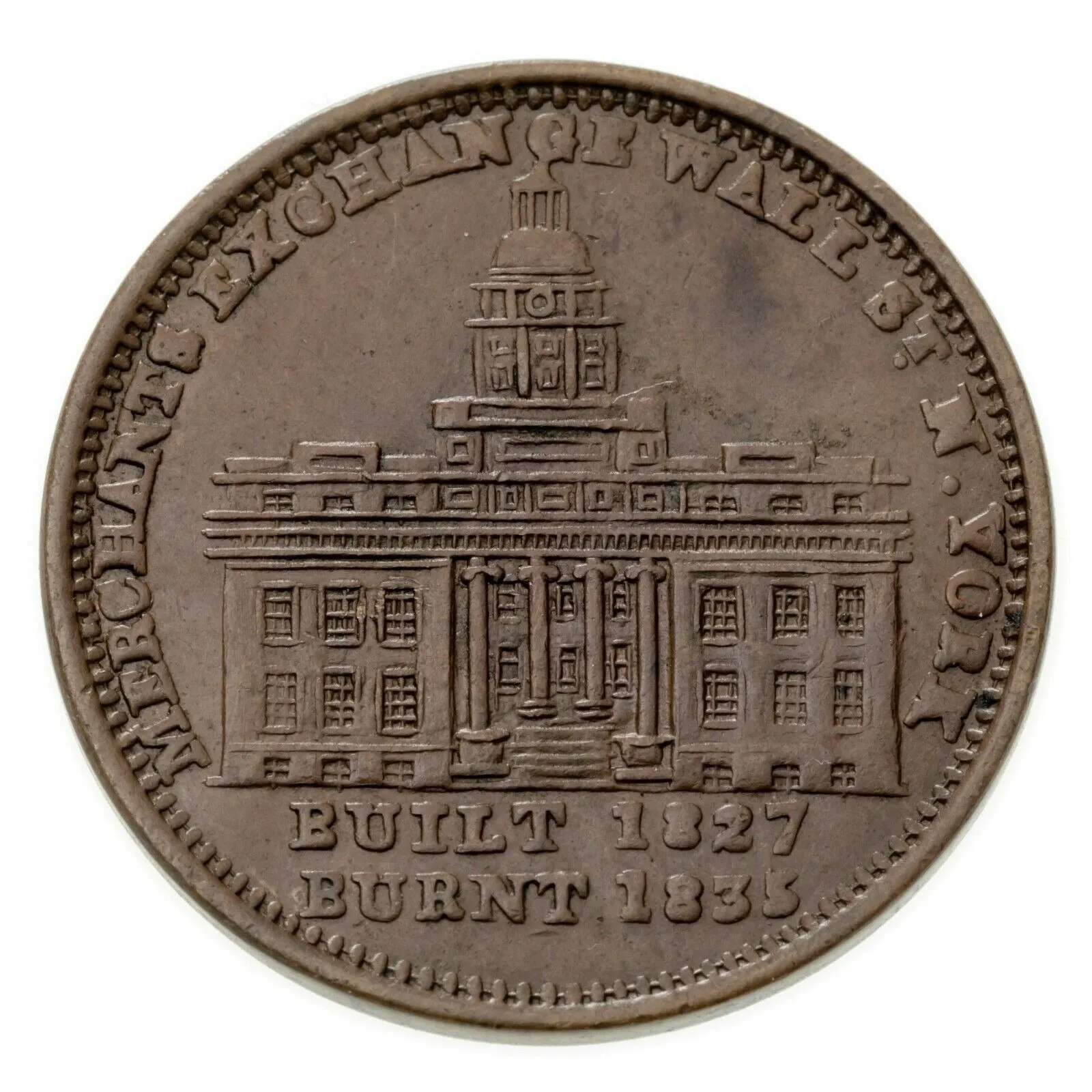 1837 Hard Times Token, Copper Merchants Exchange, HT-293 in AU Condition