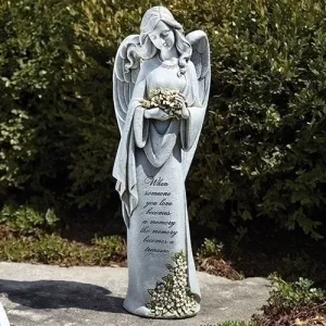 22.75"H Memorial Angel W/ Flower Garden Statue