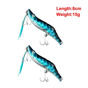 2x Quality Prawn Style Of Hand Body Fishing Lure Hook Tackle 8cm/15g