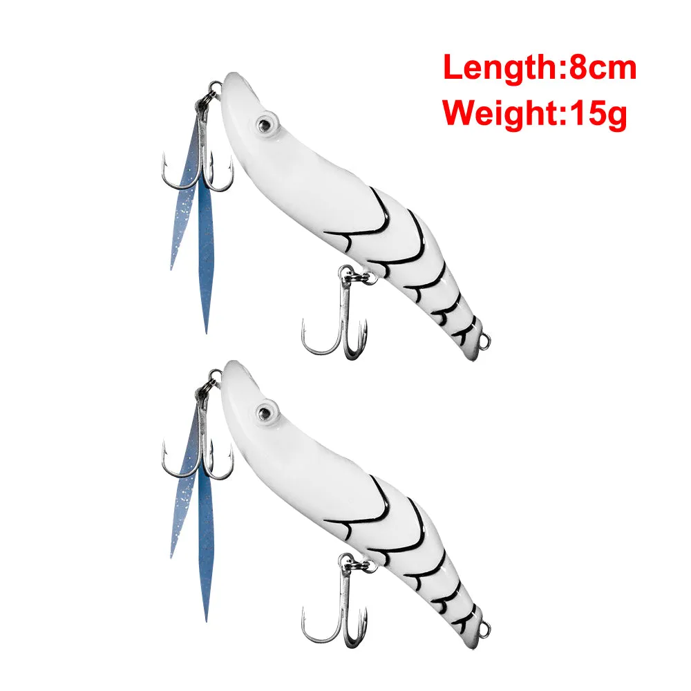 2x Quality Prawn Style Of Hand Body Fishing Lure Hook Tackle 8cm/15g