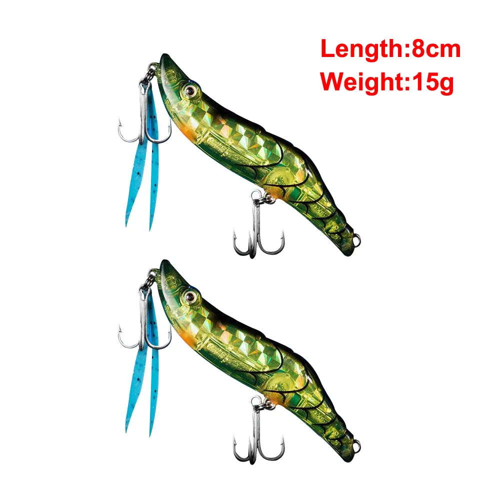 2x Quality Prawn Style Of Hand Body Fishing Lure Hook Tackle 8cm/15g