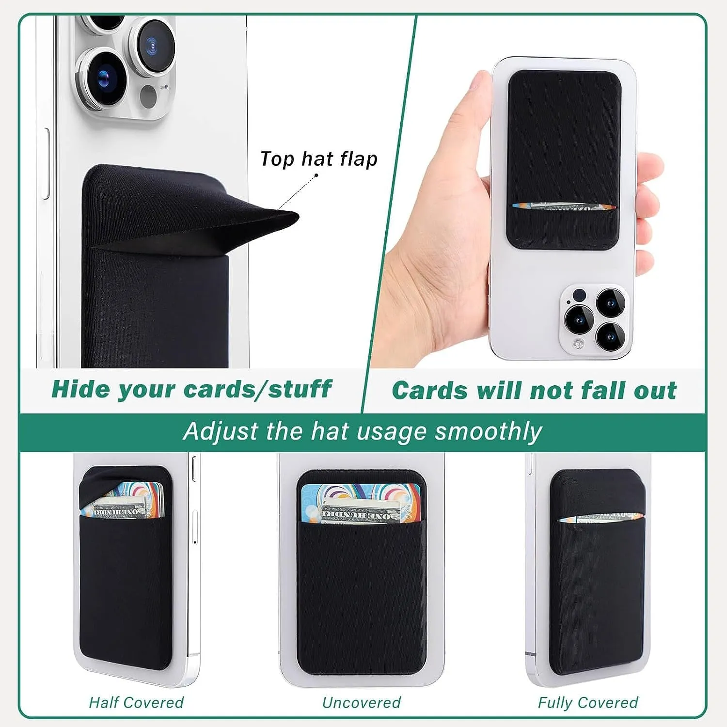 3Pack Cell Phone Card Holder Pocket for Back of Phone
