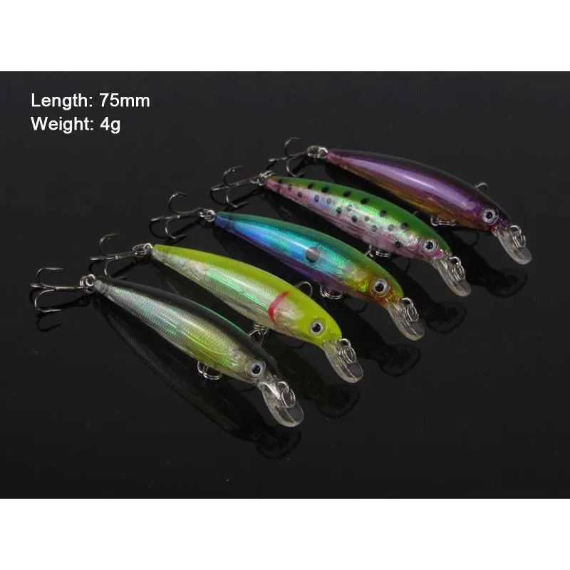 5 x Minnow Lures 7.5cm 4g Fishing Tackle B