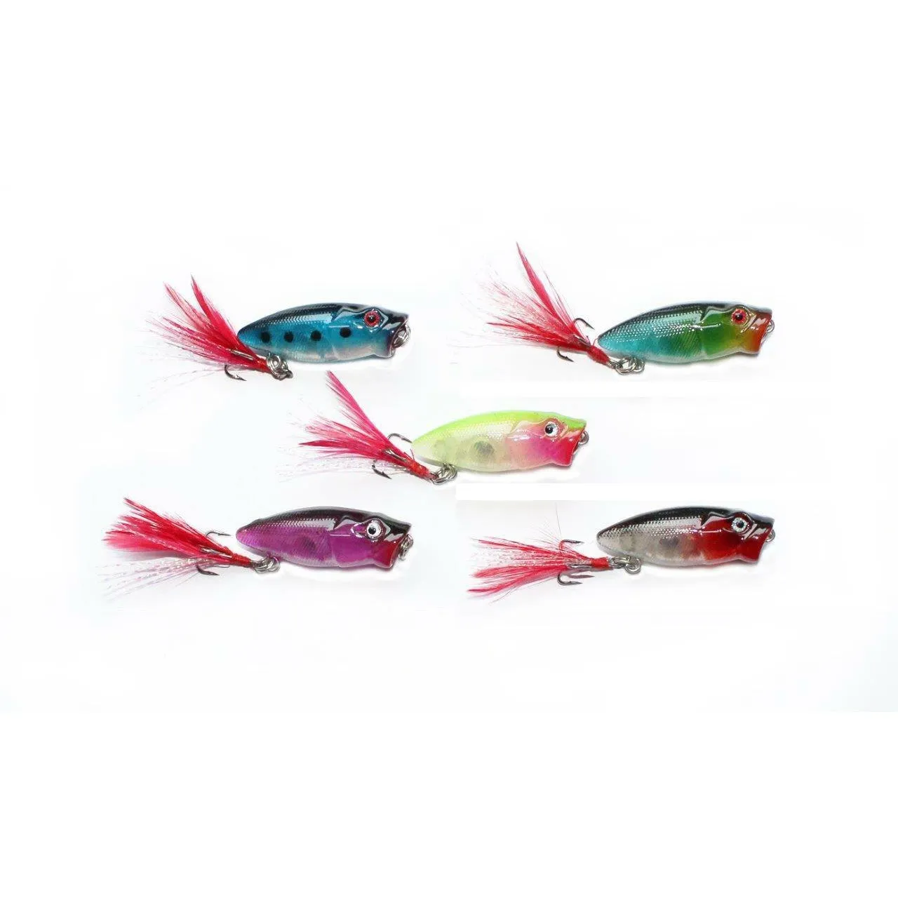 5 X Transparent Small Size Popper Lures Fishing Tackle
