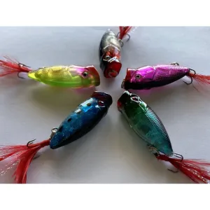 5 X Transparent Small Size Popper Lures Fishing Tackle