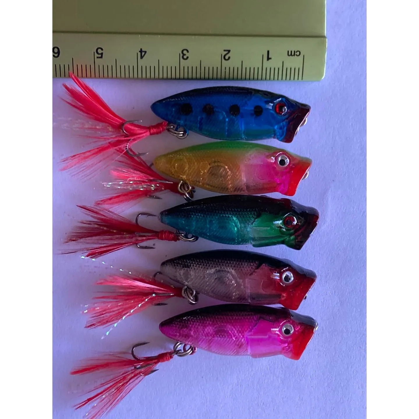 5 X Transparent Small Size Popper Lures Fishing Tackle