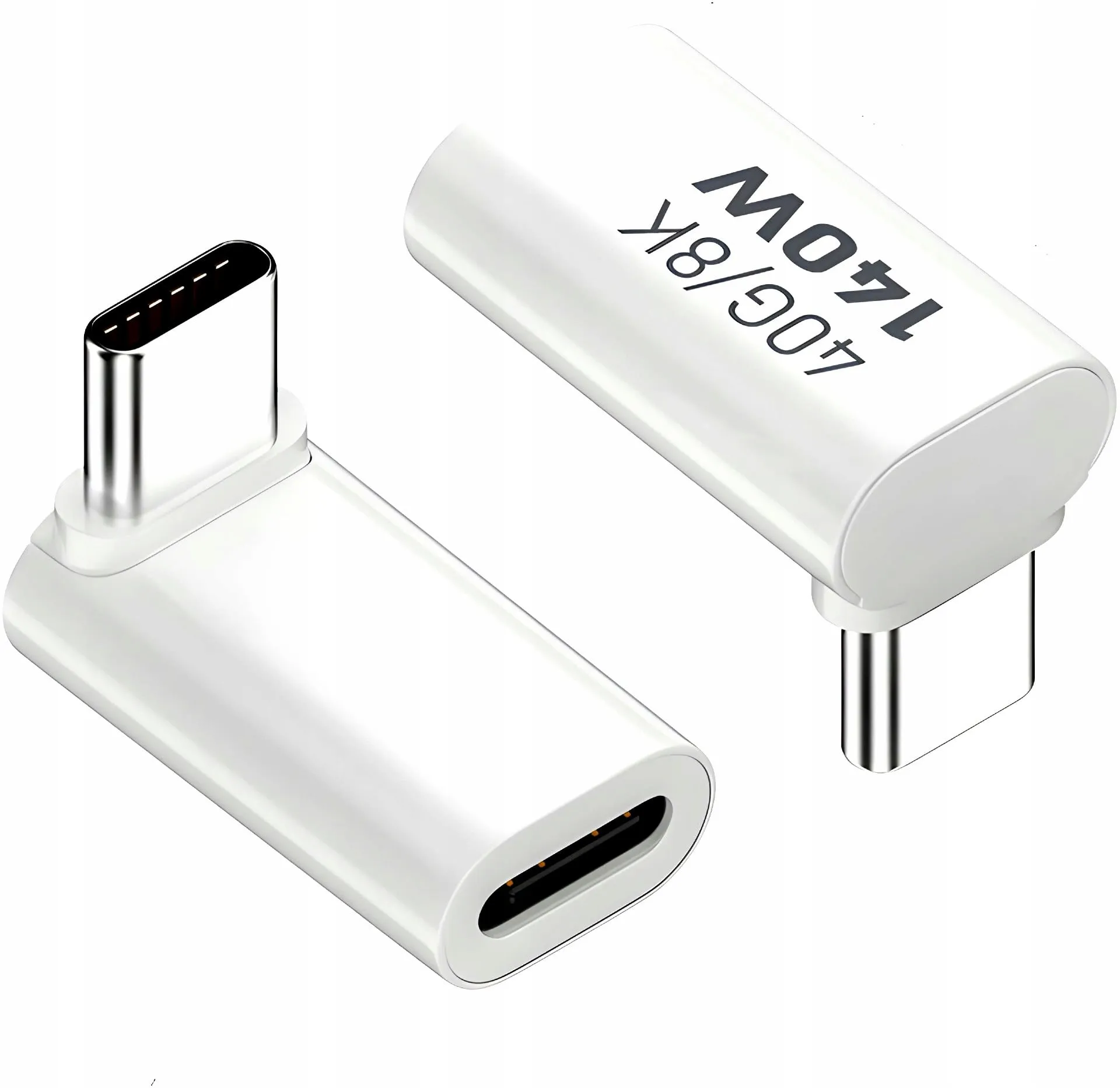 Adapter Kątowy Phoneo® - Żeńskie USB-C do Męskie USB-C - 40GBPS/8K 140W - Biały W2
