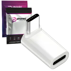 Adapter Kątowy Phoneo® - Żeńskie USB-C do Męskie USB-C - 40GBPS/8K 140W - Biały W2