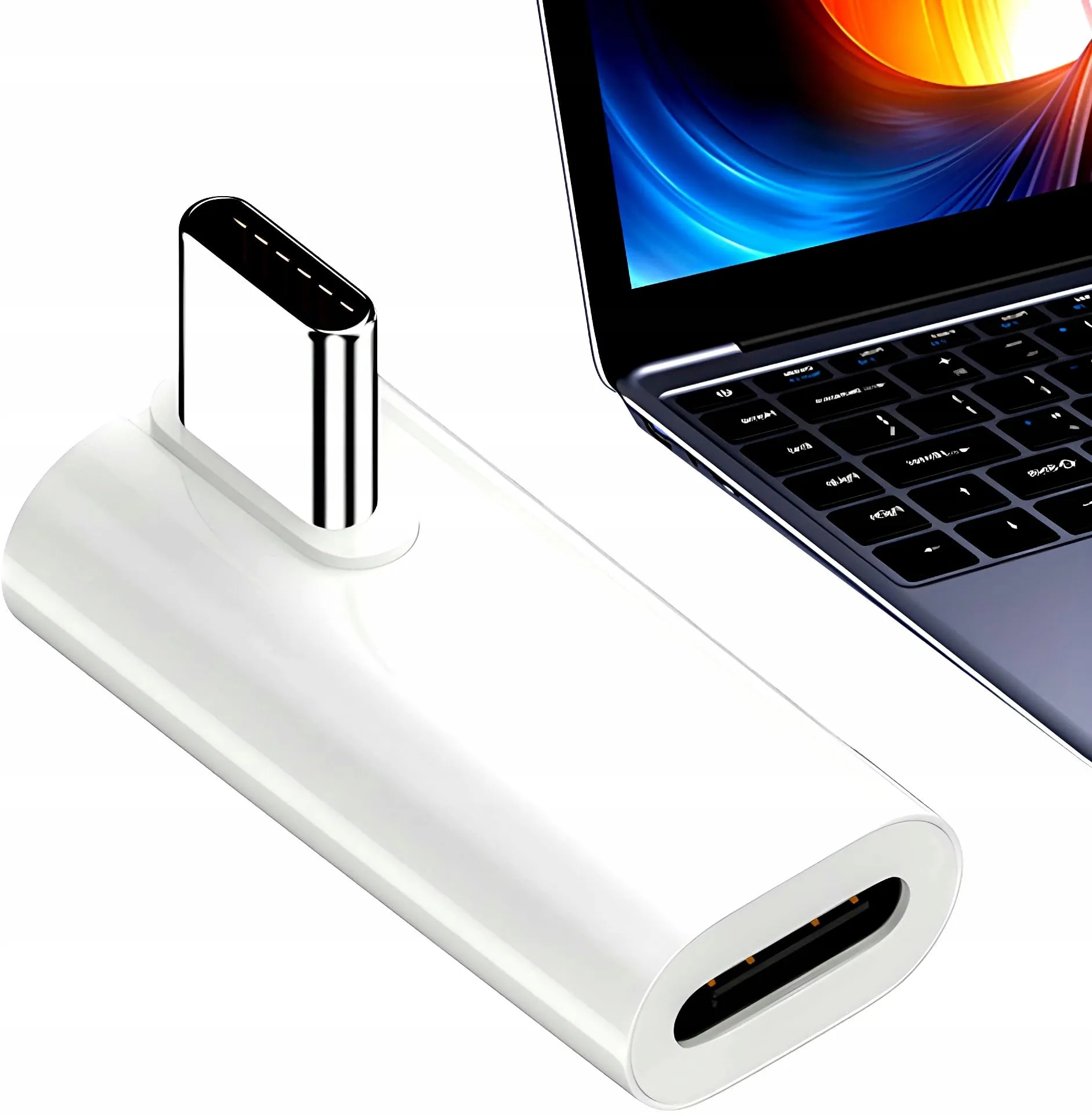 Adapter Kątowy Phoneo® - Żeńskie USB-C do Męskie USB-C - 40GBPS/8K 140W - Biały W5