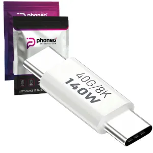 Adapter Kątowy Phoneo® - Żeńskie USB-C do Męskie USB-C - 40GBPS/8K 140W - Biały W6