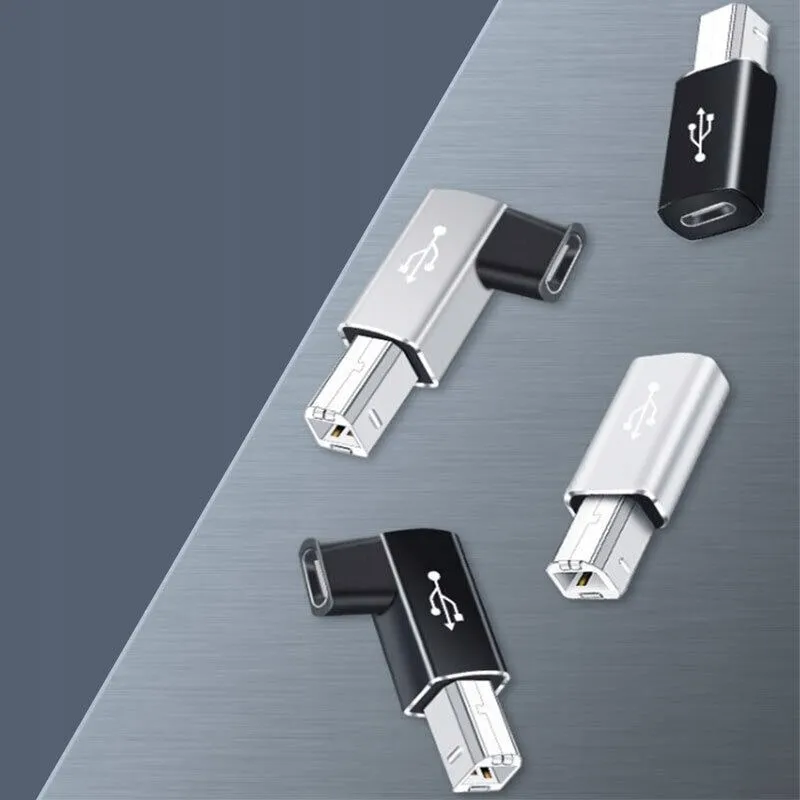Adapter Prosty do Drukarki, Faksu, Skanera - USB-C do USB-B - Srebrny