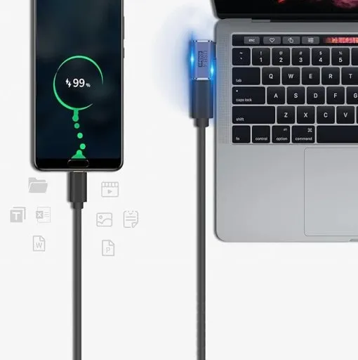 Adapter USB-C do USB-C Kątowy 90° - 40Gbps V2