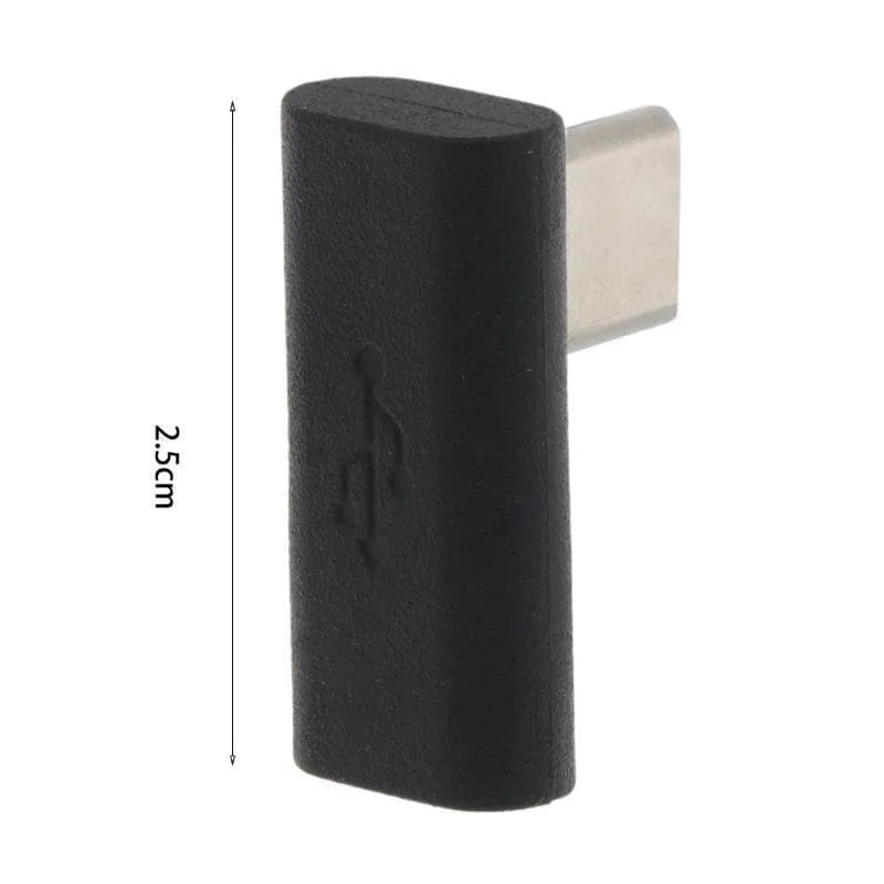 Adapter USB-C → USB-C Kątowy Łamany - 90° Prawo / Lewo Czarny