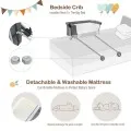 Adjustable Height | Next-to-Me Baby Crib  | Travel Cot with Mattress | Warm Grey