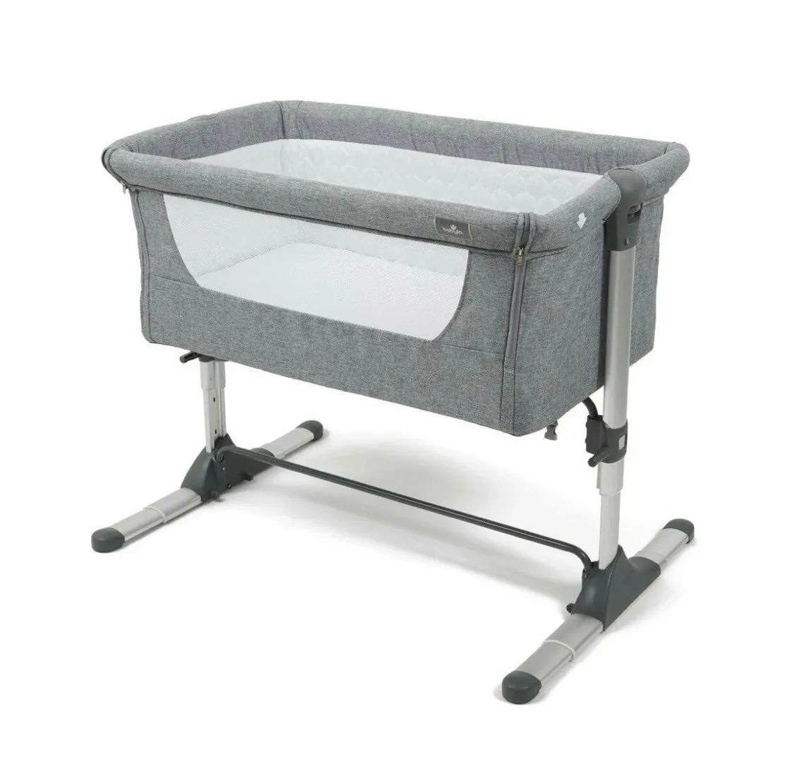 Adjustable Height | Next-to-Me Baby Crib  | Travel Cot with Mattress | Warm Grey