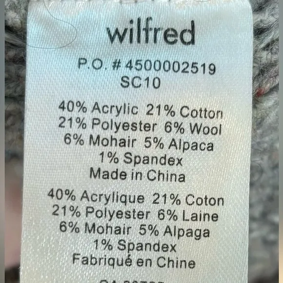 Aritzia Wilfred oversized confetti colour fleck crew neck drop sleeve sweater M