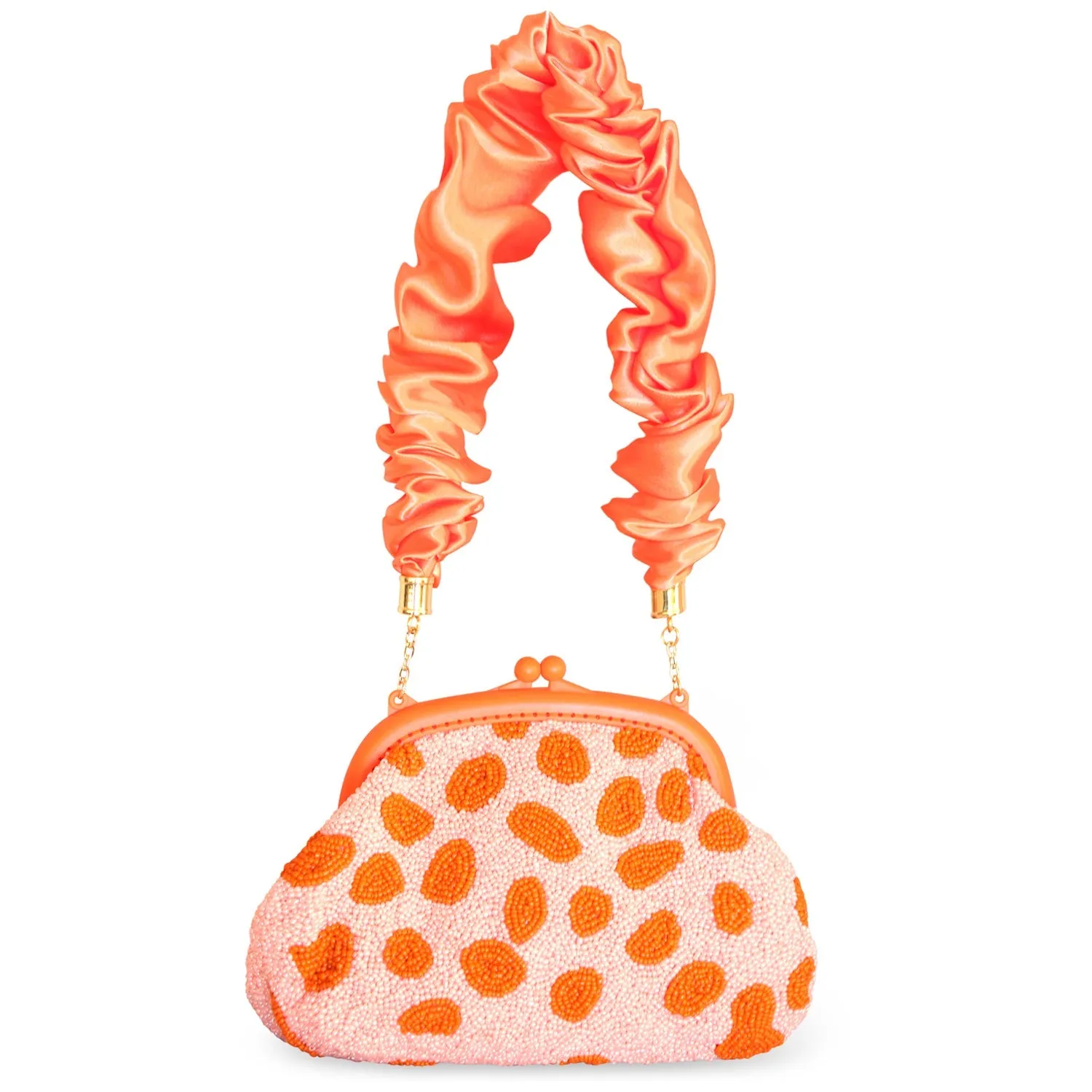 ARNOLDI PEACHPUFF Hand-beaded Clutch, in Orange & Peach (Pre-order)