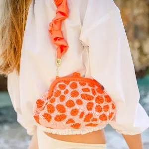 ARNOLDI PEACHPUFF Hand-beaded Clutch, in Orange & Peach (Pre-order)