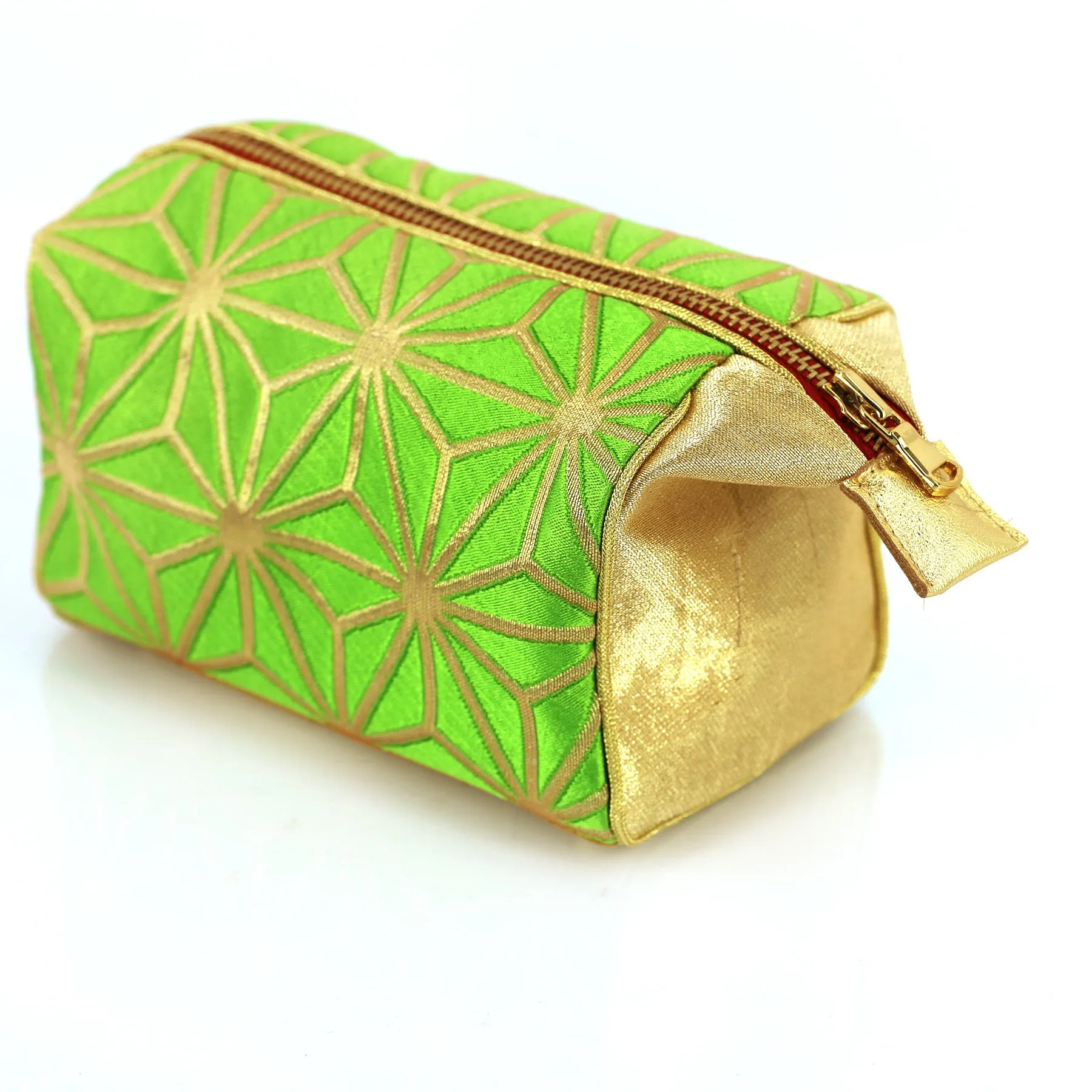 Asanoha Kimono Travel / Make-up Bag | Upcycled Kimono Obi Silk