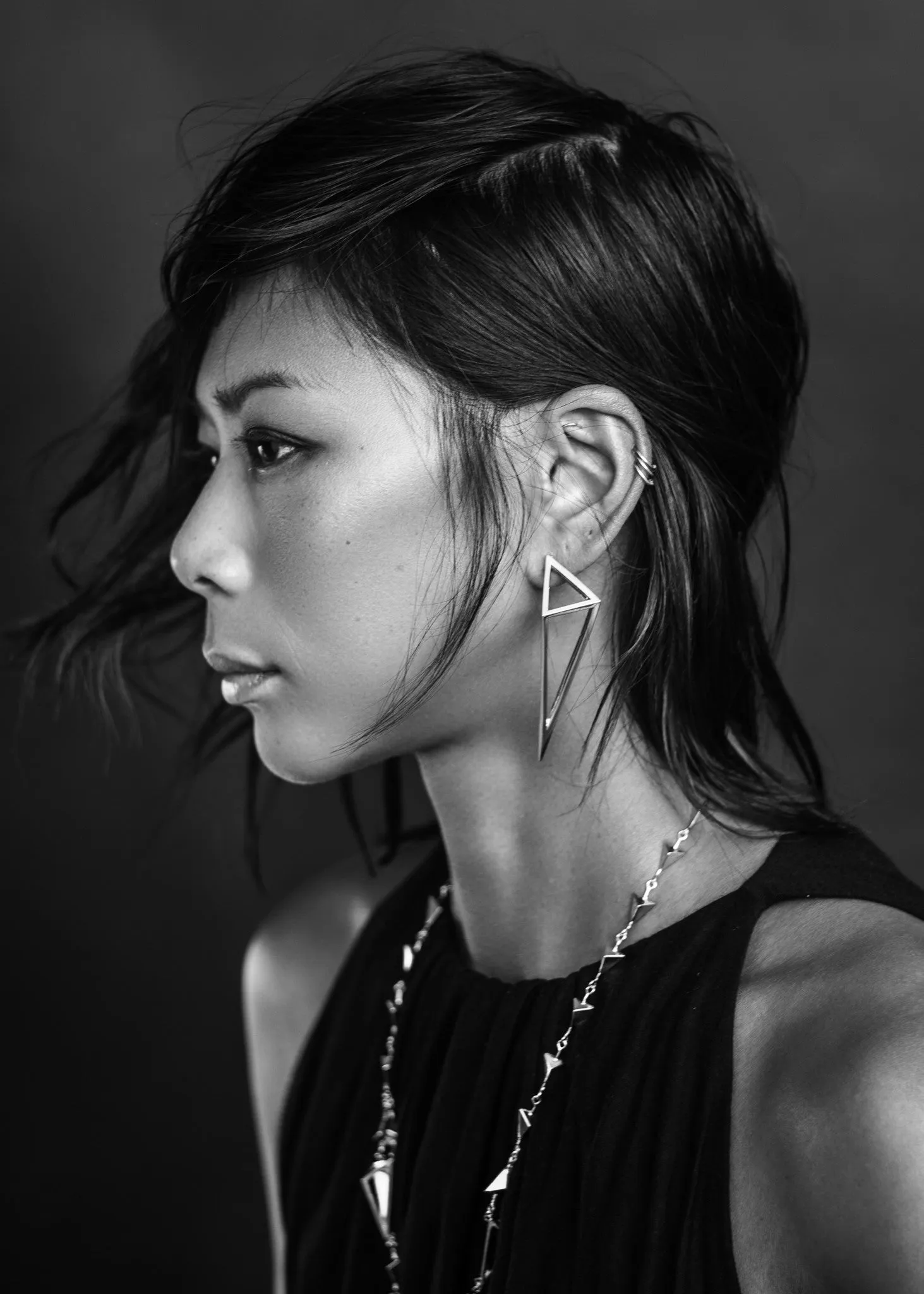 Asymmetric Oversized Pyramid Earrings