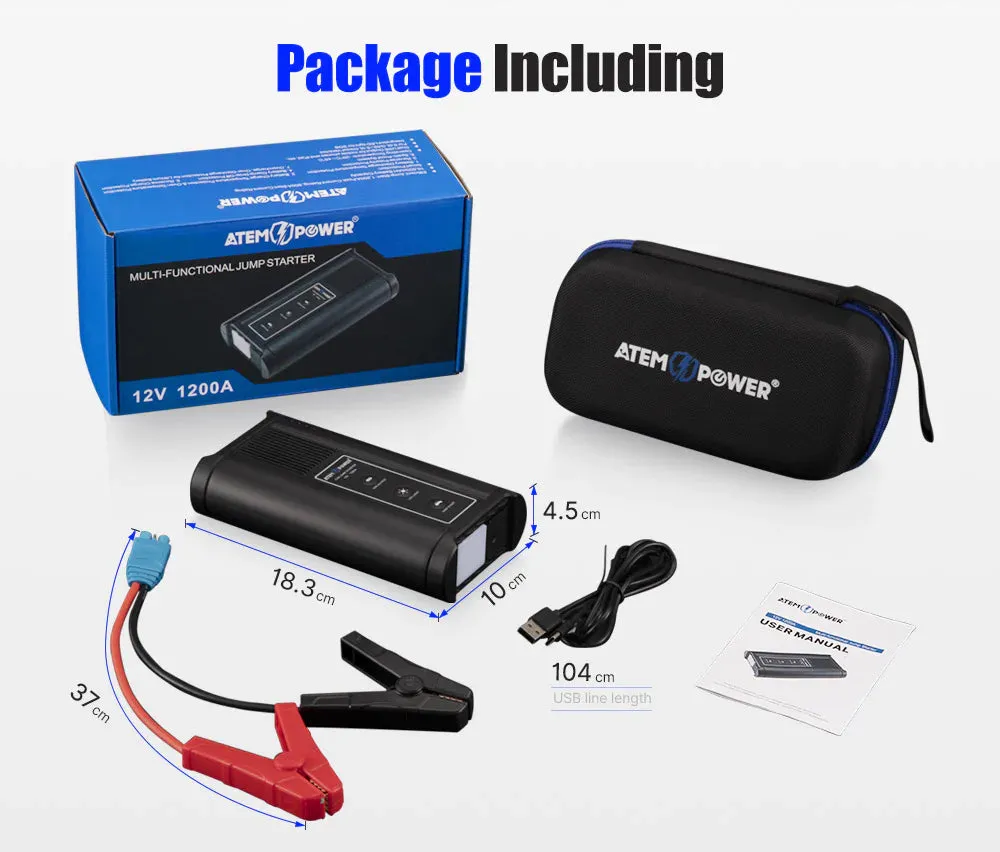 ATEM POWER 12V Jump Starter Battery 1000A