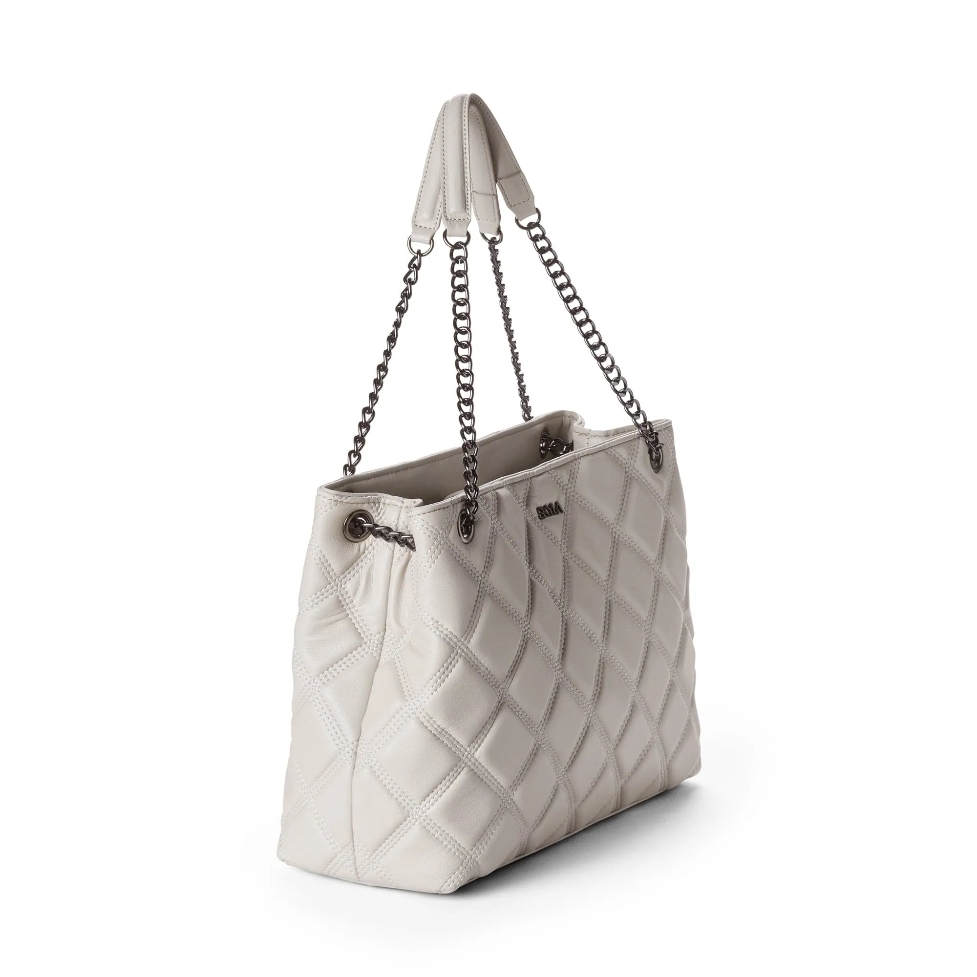 August Vegan Leather Tote Bag | Stone Grey
