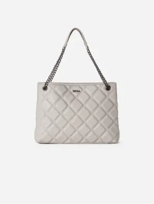 August Vegan Leather Tote Bag | Stone Grey