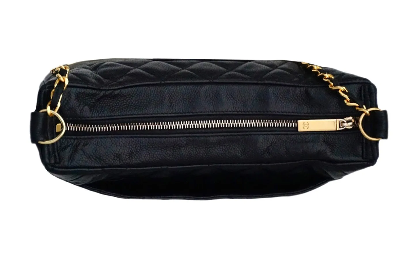 Authentic Chanel Black Caviar Quilted GST Camera Style Handbag