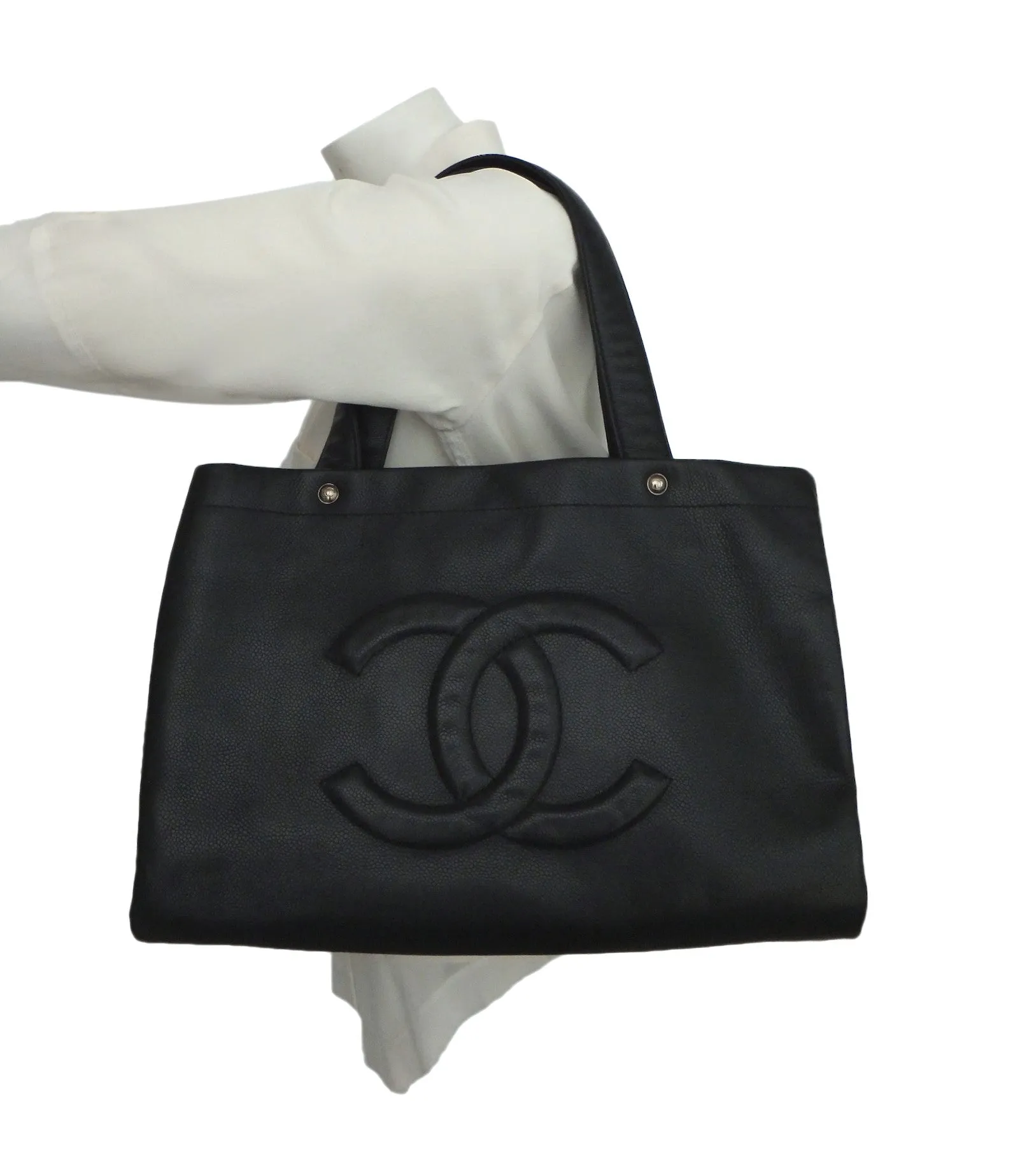 Authentic Chanel Caviar Black Jumbo GST Shopper Tote