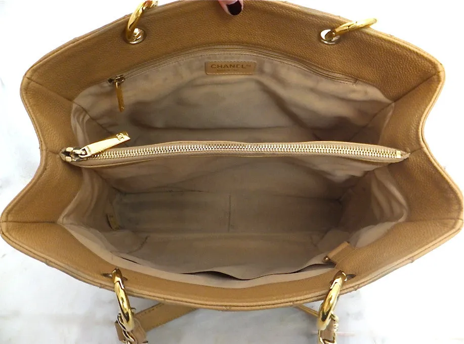 Authentic Chanel Caviar Tan Grand Shopper Tote (GST)