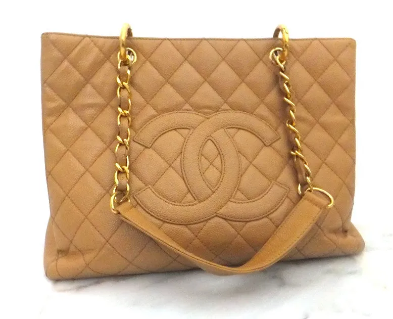 Authentic Chanel Caviar Tan Grand Shopper Tote (GST)