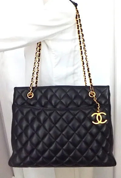 Authentic Chanel Vintage Black Jumbo Tote