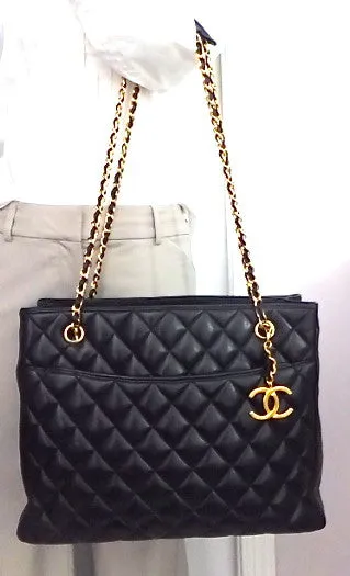 Authentic Chanel Vintage Black Jumbo Tote