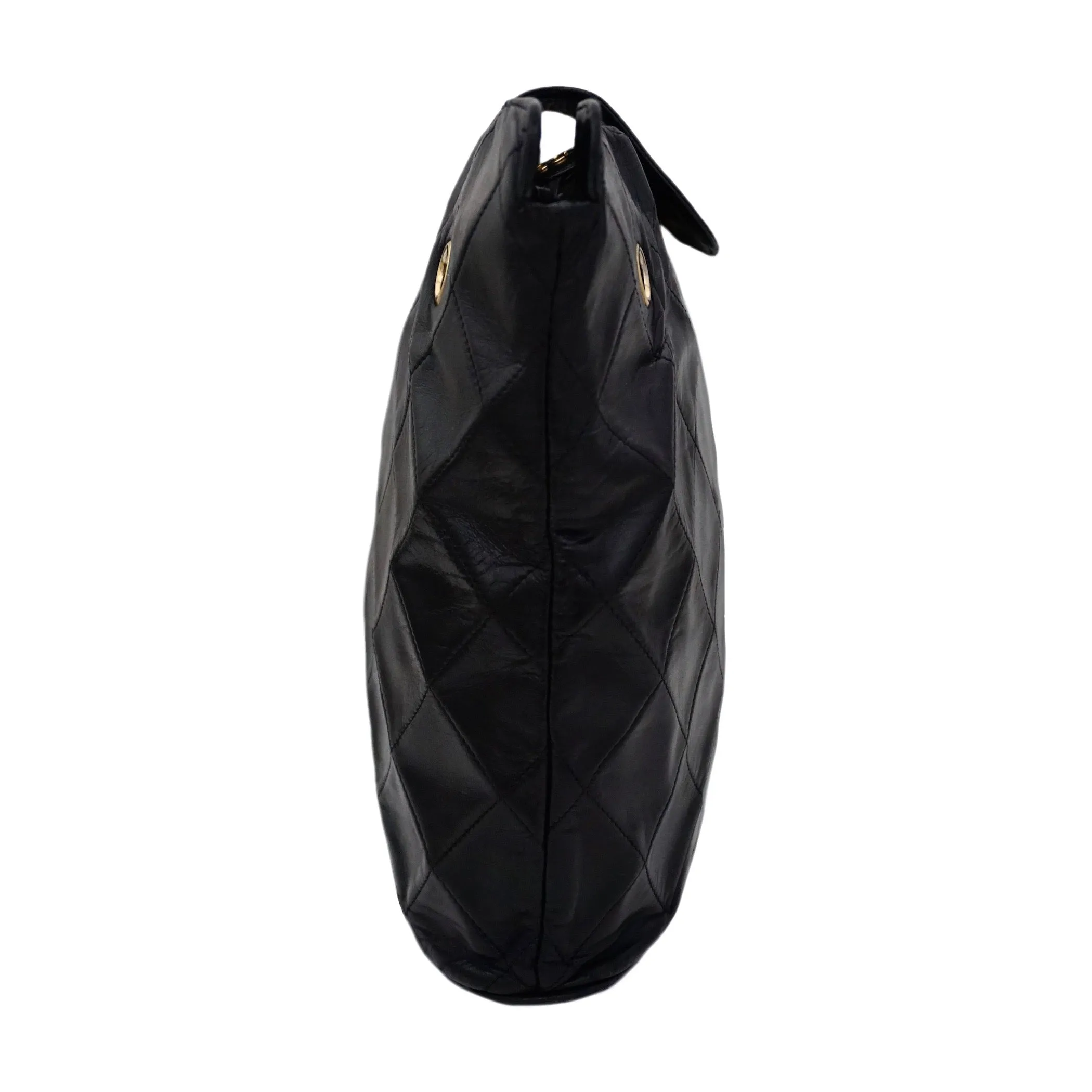 Authentic Chanel Vintage Black Quilted Lambskin Tote