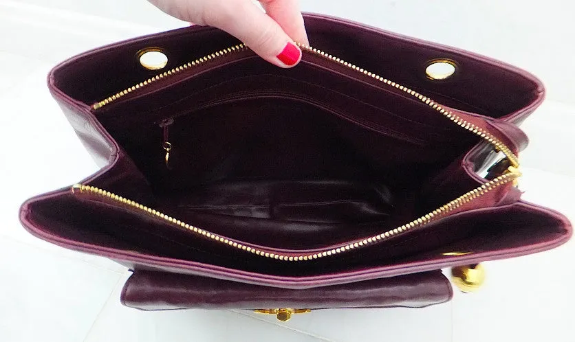Authentic Chanel Vintage Burgundy Tote