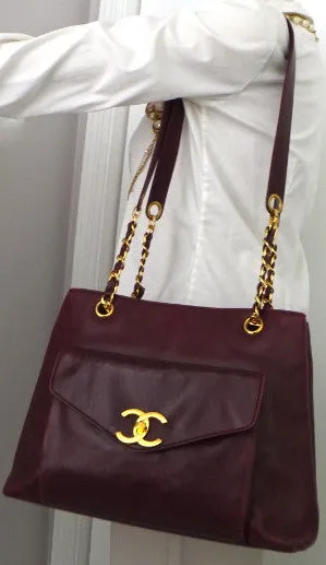 Authentic Chanel Vintage Burgundy Tote