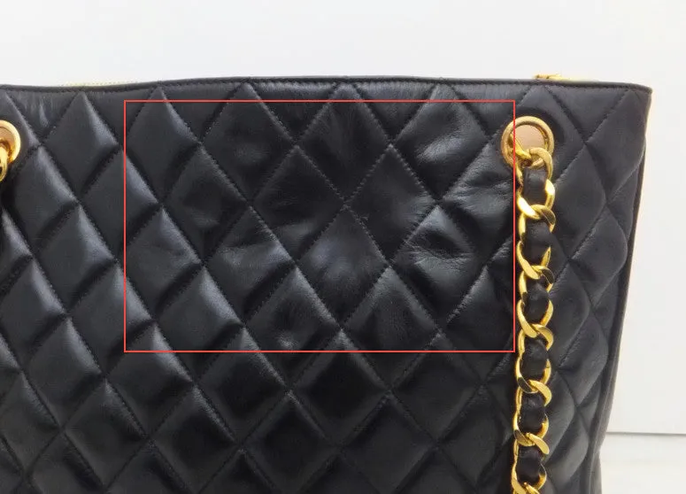 Authentic Chanel Vintage Tan & Black Jumbo Quilted Tote