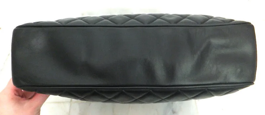 Authentic Chanel Vintage Tan & Black Jumbo Quilted Tote