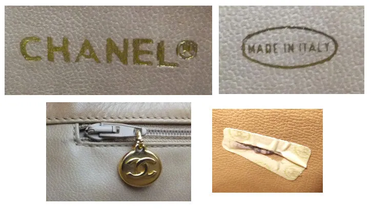Authentic Chanel Vintage Tan & Black Jumbo Quilted Tote