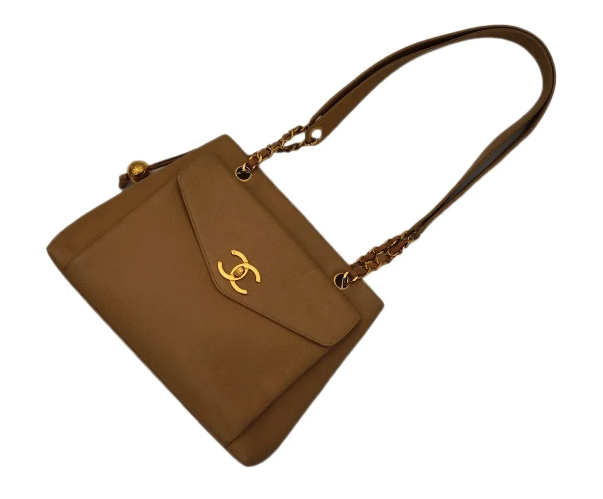 Authentic Chanel Vintage Tan Caviar Tote