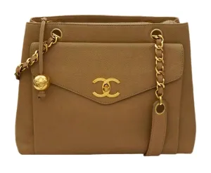 Authentic Chanel Vintage Tan Caviar Tote
